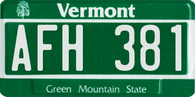 VT license plate AFH381