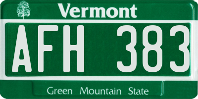 VT license plate AFH383