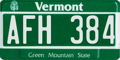 VT license plate AFH384
