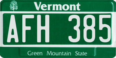 VT license plate AFH385
