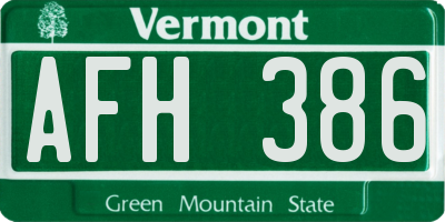 VT license plate AFH386