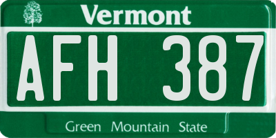 VT license plate AFH387