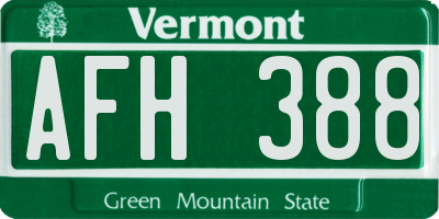 VT license plate AFH388