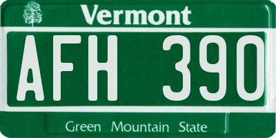 VT license plate AFH390