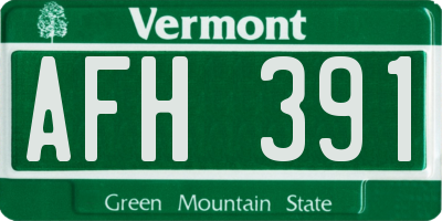 VT license plate AFH391