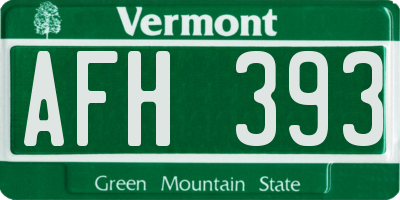 VT license plate AFH393