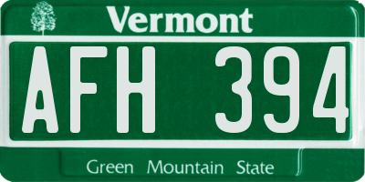 VT license plate AFH394
