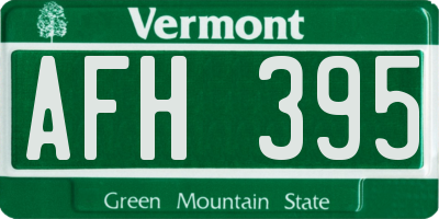 VT license plate AFH395