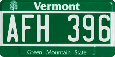 VT license plate AFH396