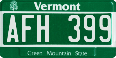 VT license plate AFH399