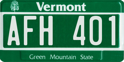 VT license plate AFH401