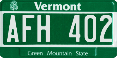 VT license plate AFH402
