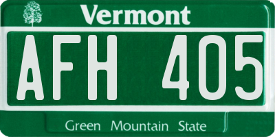 VT license plate AFH405