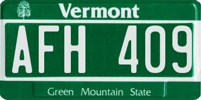 VT license plate AFH409
