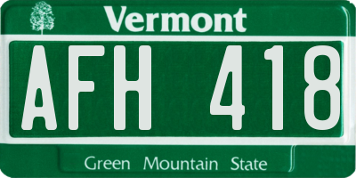 VT license plate AFH418