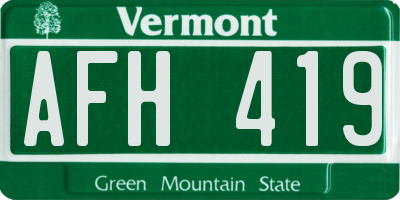VT license plate AFH419