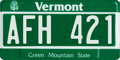 VT license plate AFH421