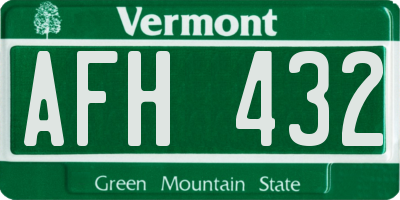 VT license plate AFH432