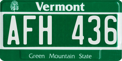 VT license plate AFH436