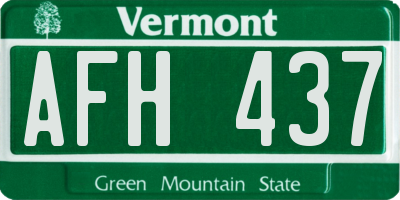 VT license plate AFH437