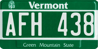 VT license plate AFH438