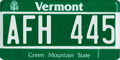 VT license plate AFH445