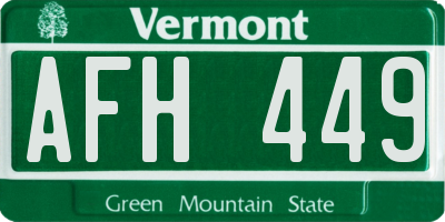 VT license plate AFH449