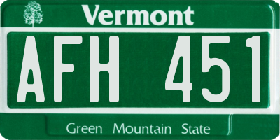 VT license plate AFH451