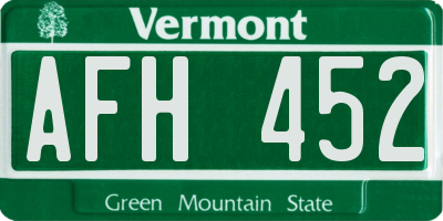 VT license plate AFH452