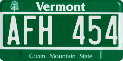 VT license plate AFH454