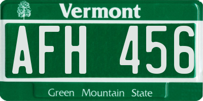 VT license plate AFH456