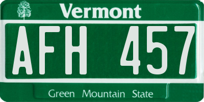 VT license plate AFH457