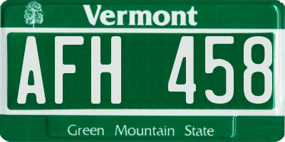VT license plate AFH458