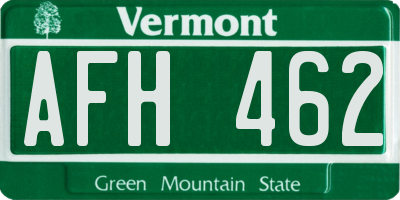VT license plate AFH462