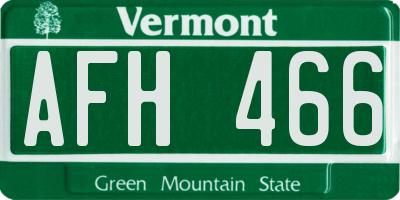 VT license plate AFH466