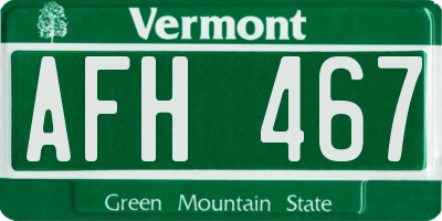 VT license plate AFH467