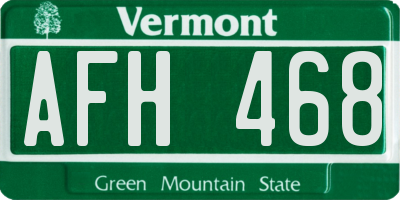 VT license plate AFH468