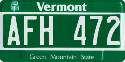 VT license plate AFH472