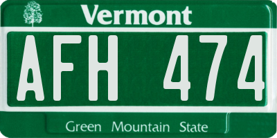 VT license plate AFH474