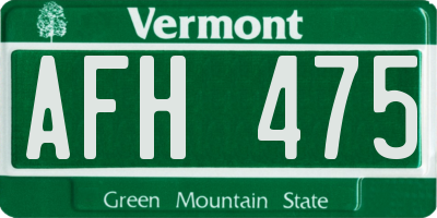 VT license plate AFH475