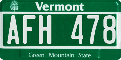 VT license plate AFH478