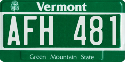 VT license plate AFH481