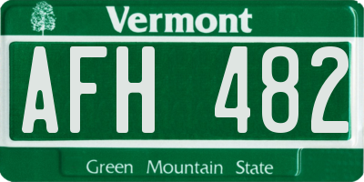 VT license plate AFH482