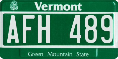 VT license plate AFH489