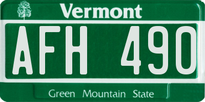 VT license plate AFH490