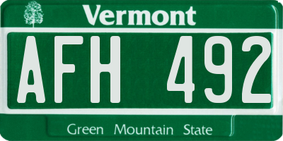 VT license plate AFH492