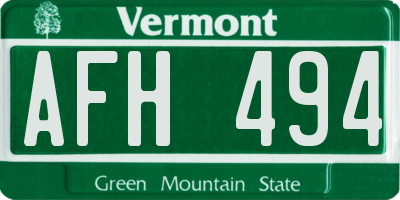 VT license plate AFH494