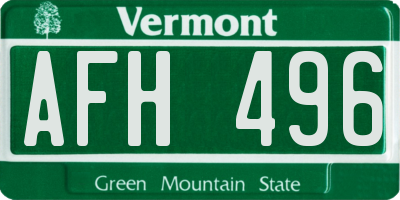 VT license plate AFH496