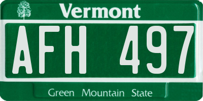 VT license plate AFH497