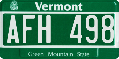 VT license plate AFH498